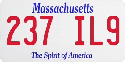 MA license plate 237IL9