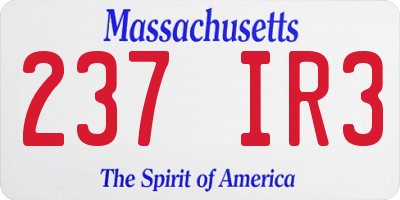 MA license plate 237IR3