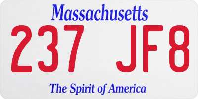 MA license plate 237JF8