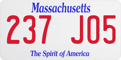 MA license plate 237JO5
