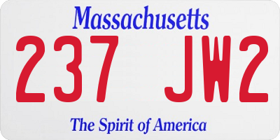 MA license plate 237JW2