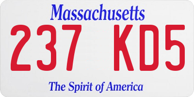 MA license plate 237KD5