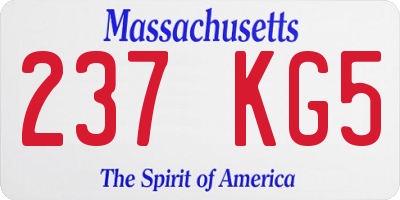 MA license plate 237KG5