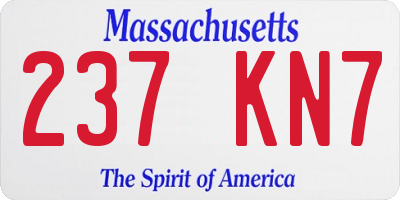 MA license plate 237KN7