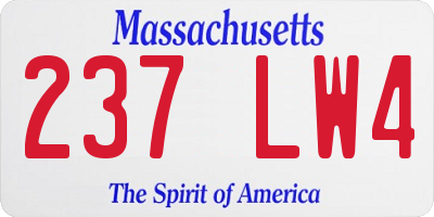MA license plate 237LW4