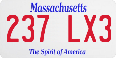 MA license plate 237LX3