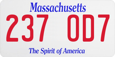 MA license plate 237OD7