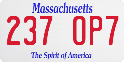 MA license plate 237OP7