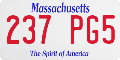 MA license plate 237PG5