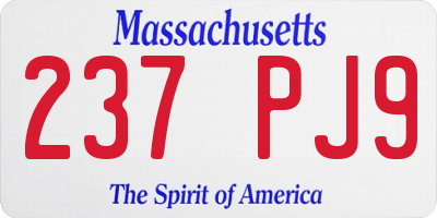 MA license plate 237PJ9