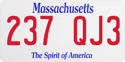 MA license plate 237QJ3