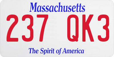MA license plate 237QK3