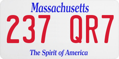 MA license plate 237QR7