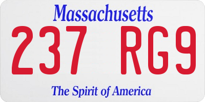 MA license plate 237RG9