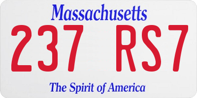MA license plate 237RS7