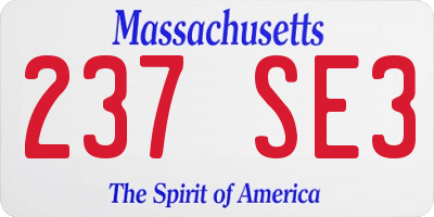 MA license plate 237SE3