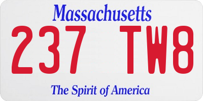 MA license plate 237TW8
