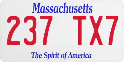 MA license plate 237TX7