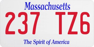MA license plate 237TZ6