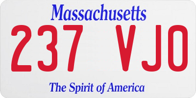 MA license plate 237VJ0