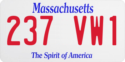 MA license plate 237VW1