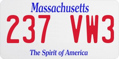 MA license plate 237VW3