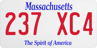 MA license plate 237XC4