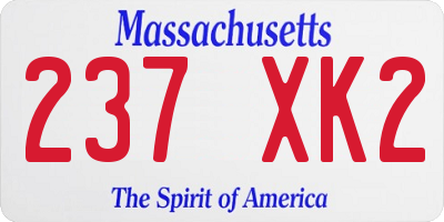 MA license plate 237XK2