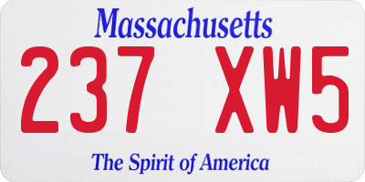 MA license plate 237XW5