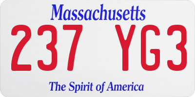 MA license plate 237YG3