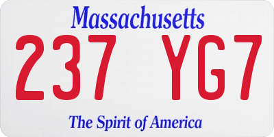 MA license plate 237YG7