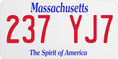 MA license plate 237YJ7