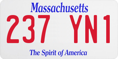 MA license plate 237YN1