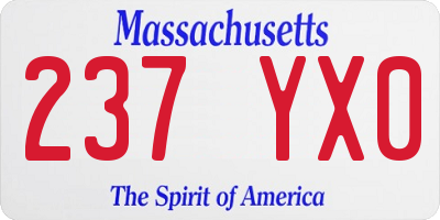MA license plate 237YX0