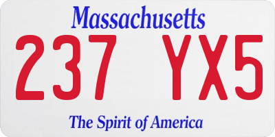 MA license plate 237YX5