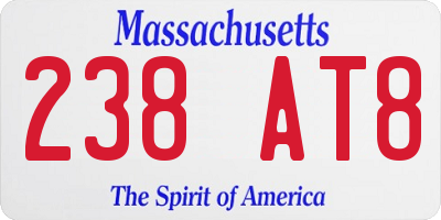 MA license plate 238AT8