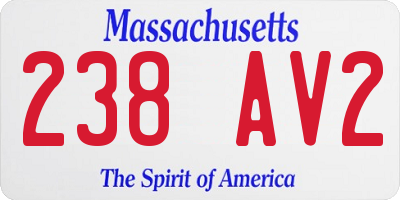 MA license plate 238AV2