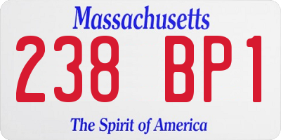 MA license plate 238BP1