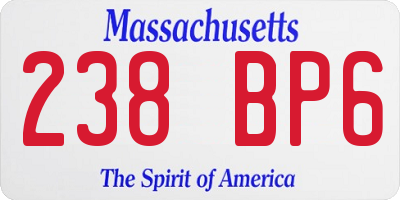 MA license plate 238BP6