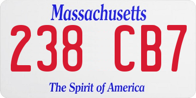 MA license plate 238CB7