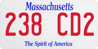 MA license plate 238CD2