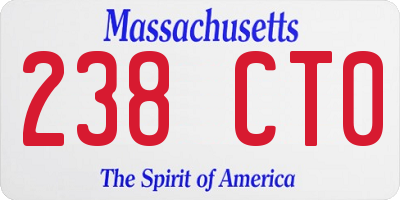 MA license plate 238CT0