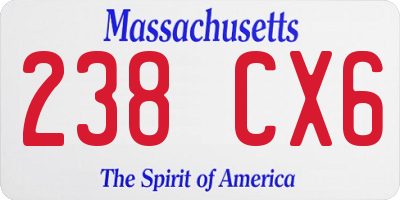 MA license plate 238CX6