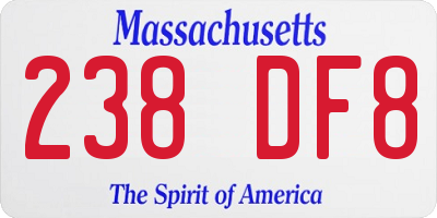 MA license plate 238DF8