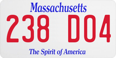 MA license plate 238DO4