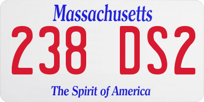 MA license plate 238DS2