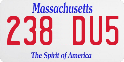 MA license plate 238DU5