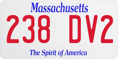 MA license plate 238DV2