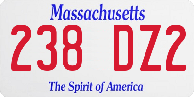 MA license plate 238DZ2