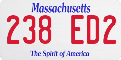 MA license plate 238ED2